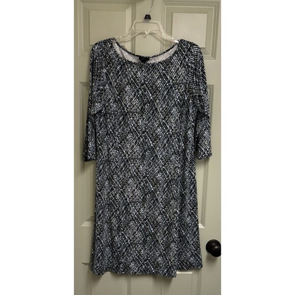 J Jill Wearever Shift Dress Size Medium Blue Green 3/4 Sleeve Jersey Stretch - Picture 1 of 10